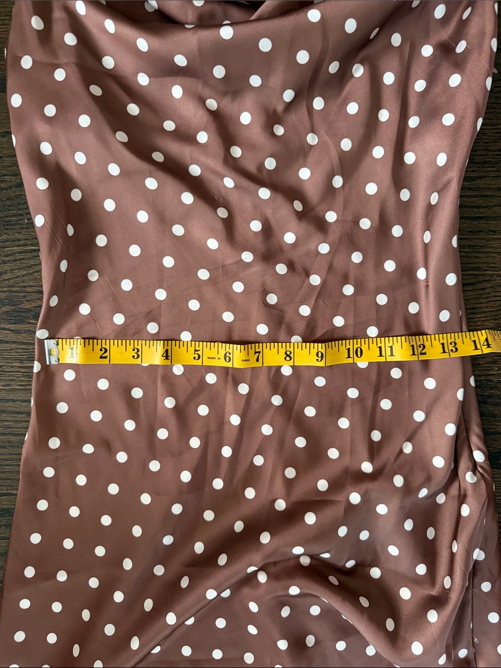 Brown Polka Dot Cowl Neck Midi Dress - Picture 12 of 15